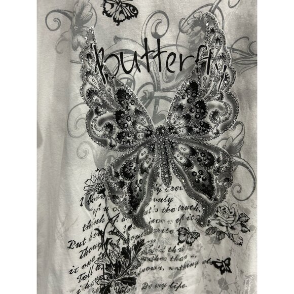 Butterfly Graphic Womens White T Shirt Cotton Short Sleeves Sz 3X - Picture 4 of 9
